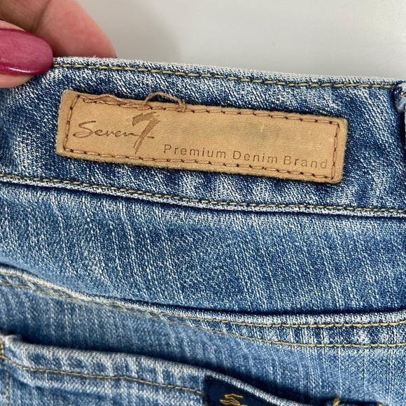 Seven 7 Flare Jeans Distressed Stretch Denim Cotton Blend Women's Size 8 - Picture 7 of 14